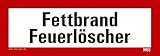 Aufkleber Fettbrand-Feuerlöscher selbstklebend Hinweisschild Warnaufkleber Warnhinweis 21x7,4cm...
