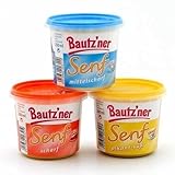 Bautzner Senf 3 X 200 ml Feinschmecker mittelscharf, pikant-süß, scharf