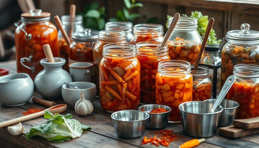 Kimchi Fermentationsgefäße und Utensilien