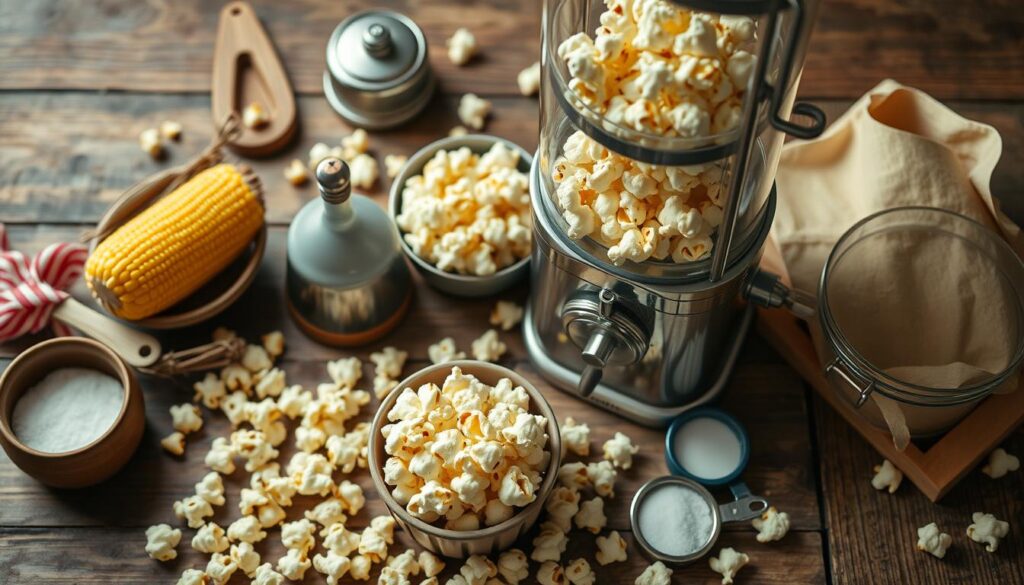 Popcorn Zutaten und Utensilien